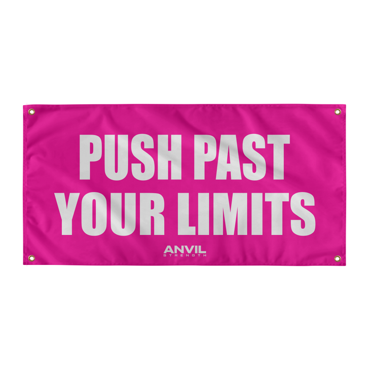 Pink banner with 'Push Past Your Limits' text and Anvil logo on a white background