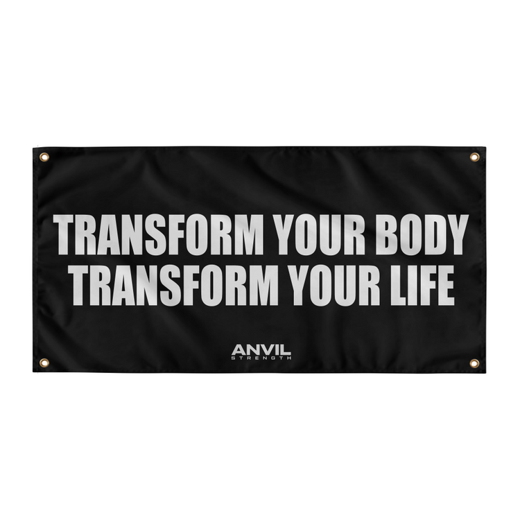 Black banner with white text 'Transform Your Body Transform Your Life' and Anvil logo.