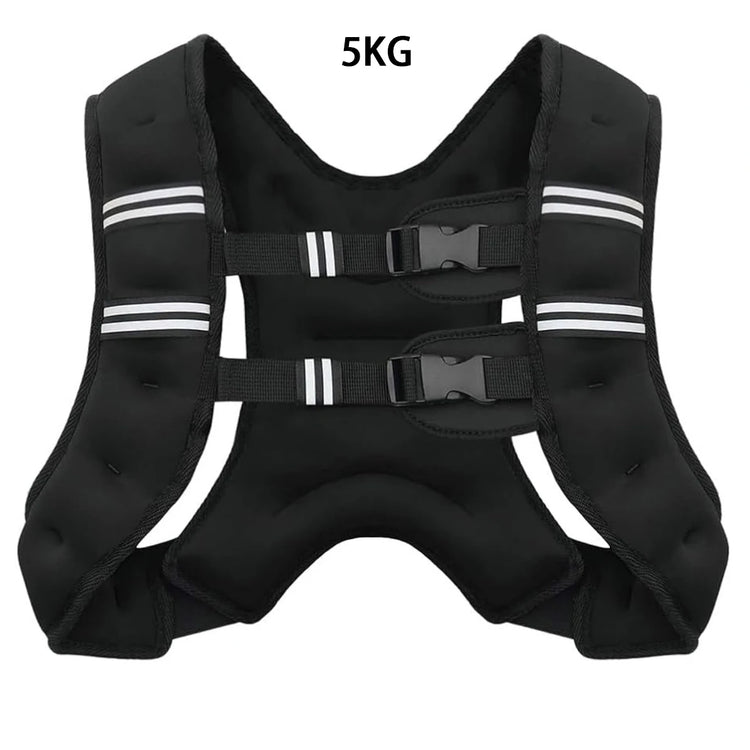 Black weight vest with reflective stripes and a 5KG label on a white background