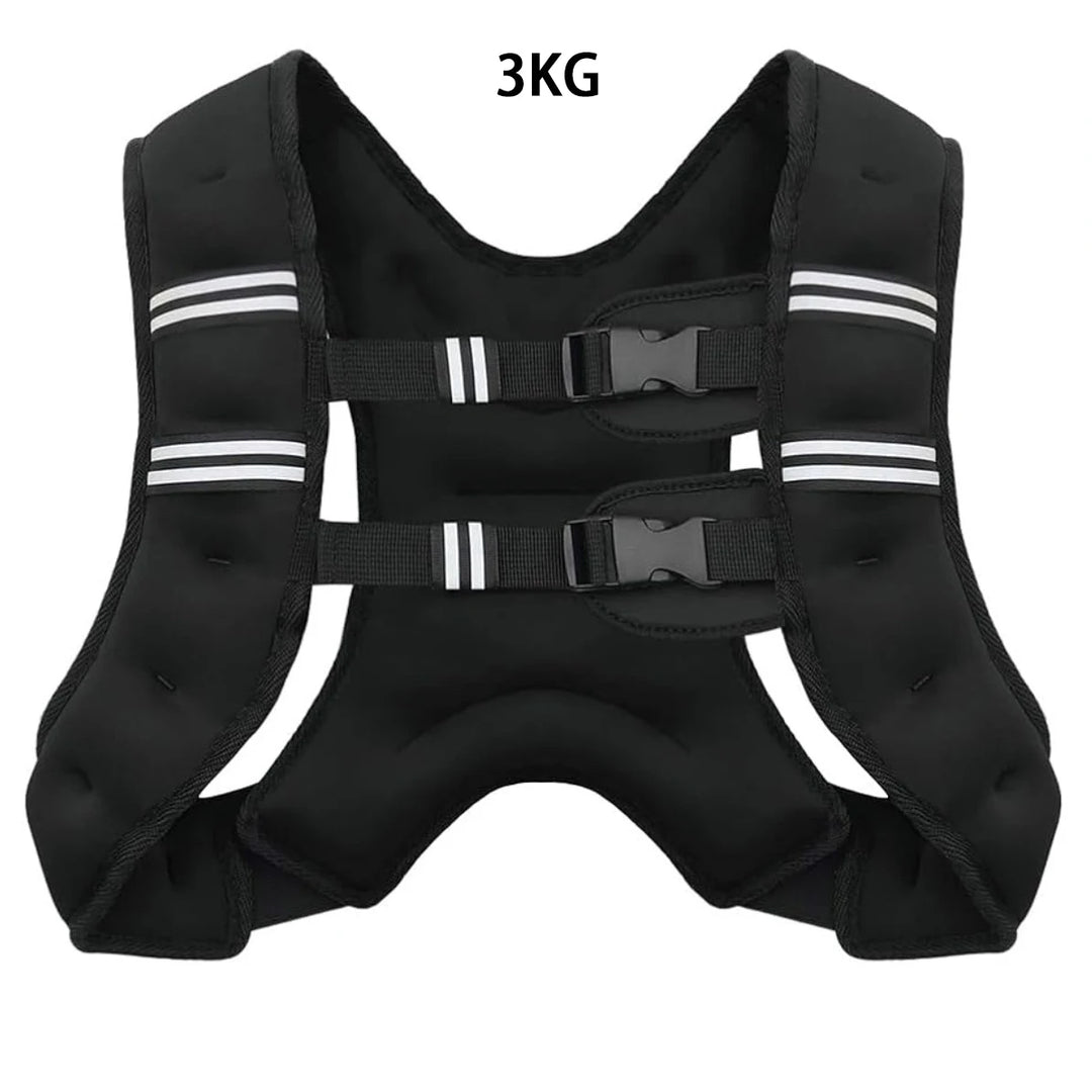 Black weight vest with reflective stripes and a 3KG label on a white background