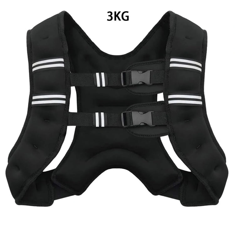 Black weight vest with reflective stripes and a 3KG label on a white background