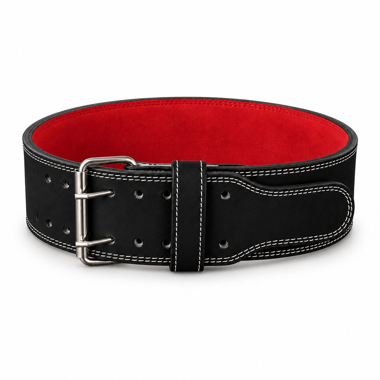 Black / Red custom Buckle powerlifting belt colour combination