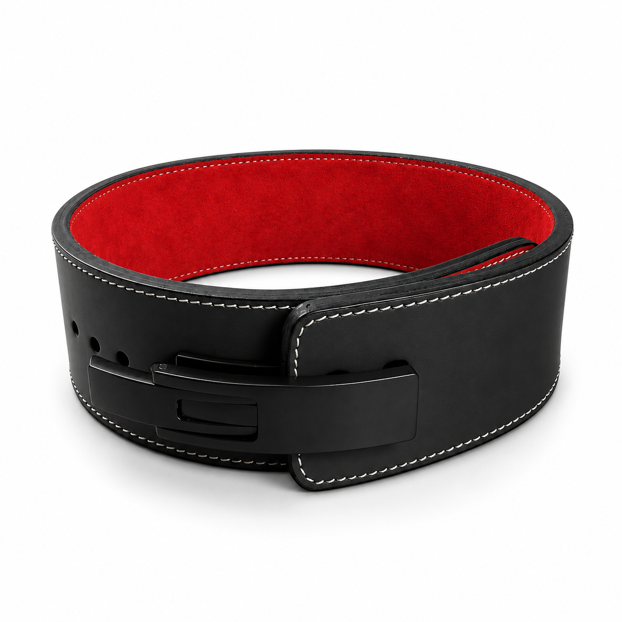Black / Red custom Lever powerlifting belt colour combination